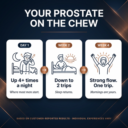 Your Prostate On The Chew — Day 1 to Week 4 timeline